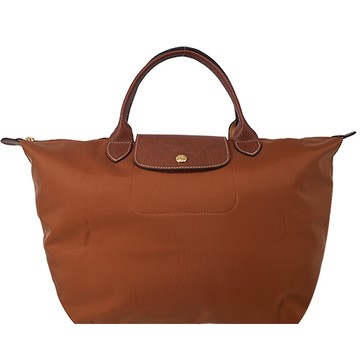 LONGCHAMP LE PLIAGE系列短把再生尼龍摺疊水餃包(中/白蘭地酒)