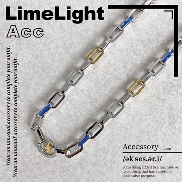 ☆LimeLight☆ 賽博龐克 金屬 閃電 Y2K 百搭 方形 拚色 鈦鋼 飾品 項鍊 27