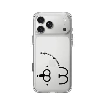 iPhone 17 Pro Max Clear Case（相機按鈕） 透明 - Ugly Rabbit 醜白兔 - 表情經典款