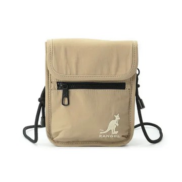 KANGOL 水洗尼龍翻蓋側背包 中卡其 6525170432