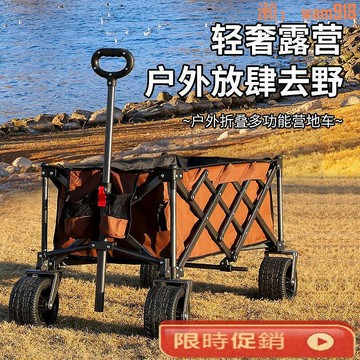 【店長推薦】直供家用露營車野餐車便攜折疊擺攤大容量靈活推車戶外營地車