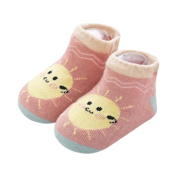 JoyNa - 3雙入-雲朵天氣船襪 短襪(底部止滑)-粉色太陽+隨機2雙