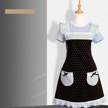 【BonBon naturel】H型甜美質感花邊圓點後綁帶圍裙/工作服