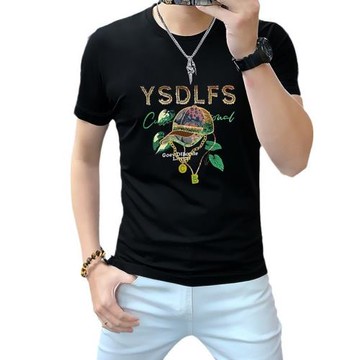 Channelone官網直降丨小眾設計丨重工亮片刺繡帽子絲光棉t恤短袖