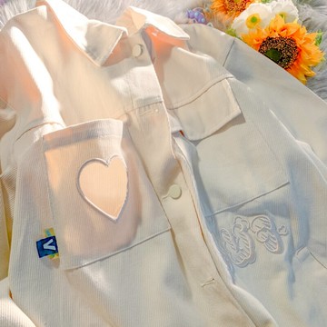 古著vintage外套女秋季薄款港風工裝設計感小眾襯衫情侶長袖上衣