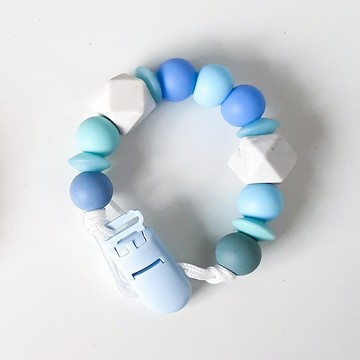 藍灰色 奶嘴鍊夾 / 客製化奶嘴鏈 可套香草奶嘴 (27公分)