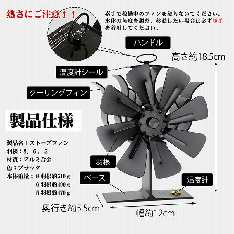 2023年最新版 パワーアップ 5枚羽根 KTJ ストーブファン 専用