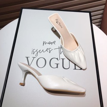 包頭懶人半拖鞋女外穿韓版夏季新款細跟高跟網紅涼拖鞋尖頭穆勒鞋