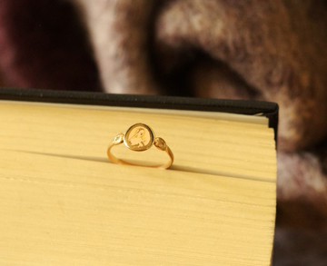 金銀寶貝 骨董法國FIX金色包金聖母信仰戒指 RIN159