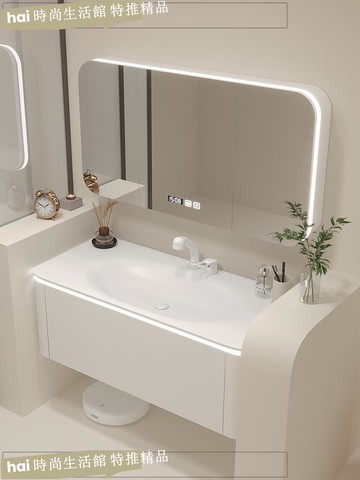 免運 可開發票 破損包賠 雞蛋盆可麗耐一體盆浴室柜洗漱臺洗手盆臉盆衛浴柜弧形