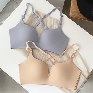無磁安檢光面無痕無鋼圈內衣女士小胸聚攏上托可交叉背心式文胸罩
