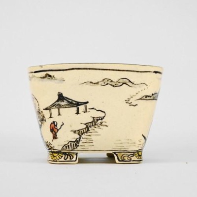 盆栽鉢　上州勝山 楽天市場】盆栽鉢 上州勝山画 寿ボデー 箱付き 五彩山水図 正方