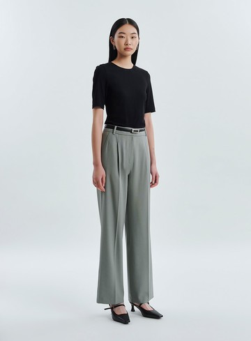 質感撞色直筒西裝褲