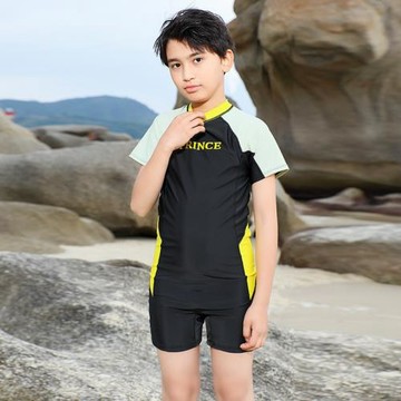 兒童泳衣男童2024新款泳裝連體夏季中大童泳褲男孩專業訓練游泳衣