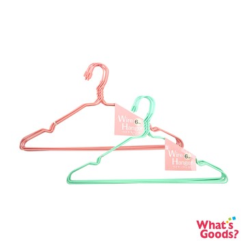 彩色6入鐵製衣架(粉色&綠色)
