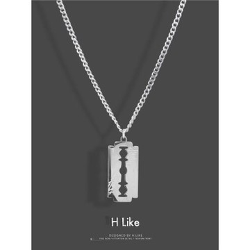 暗黑歐美刀片項鏈吊墜飾品鈦鋼嘻哈蛇骨短鏈情侶男女設計小眾潮酷