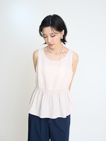 細絲花邊無袖上衣-百合