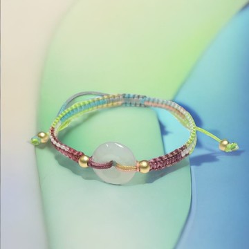 【願‧平安】冰種翡翠平安扣編織手鍊 |天然緬甸翡翠A貨|送禮