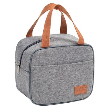 WEYOUNG 牛津布便當袋 小號方形手提袋 保溫鋁箔  22.5 x 15 x 19.5cm  灰色  1個