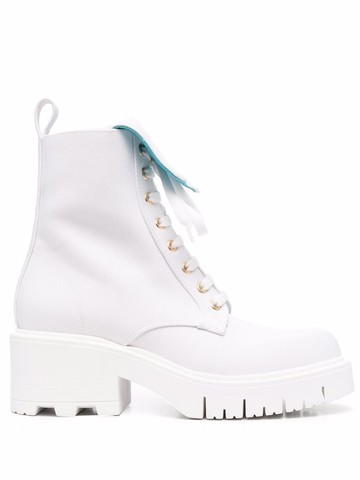 Chiara Ferragni - logo-embossed lace-up boots - women - Fabric/Rubber/Calf Leather - 40 - White