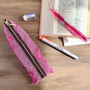 【河津櫻】畳緣 四面錐筆袋 櫻花 春季 粉紅 桃紅 桃紅
