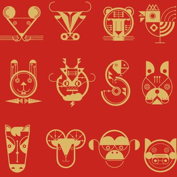 S~XL 12生肖 金色線條版 純棉 短T 情侶T【Y0996】MIT 情侶裝  短袖T恤 萌寵 動物T恤