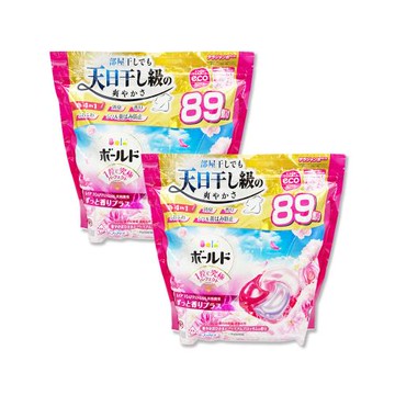 (2袋178顆超值組)日本P&G-4D酵素強洗淨去污消臭洗衣凝膠球89顆/袋-牡丹花香(粉紅袋)(室內晾曬持香柔順抗褶皺,洗衣膠囊補充包,全機型適用)