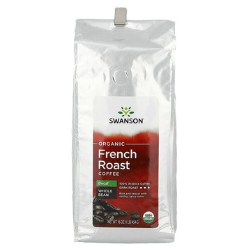 Swanson Vitamins, 有機法式烘培咖啡，全豆，深度烘焙，脫因，1 磅（454 克）