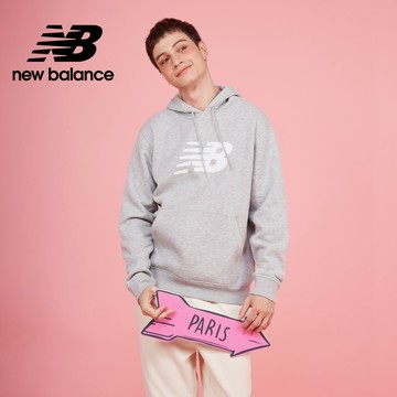 【New Balance】NB 刷毛連帽長袖上衣_男性_淺灰色_MT43904AG