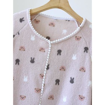 珊瑚絨睡裙女秋冬加絨法蘭絨睡衣裙保暖長袖連衣裙浴袍睡袍家居服