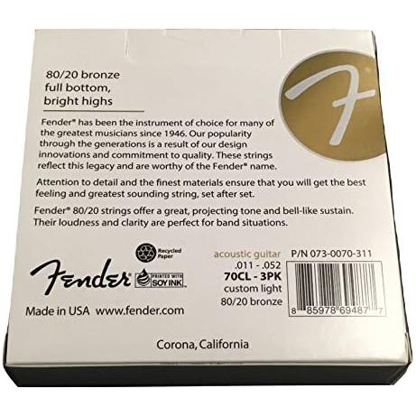 FENDER フェンダーアコースティックギター弦 Bronze Acoustic Strings, Ball End, 70CL .011-.052 G