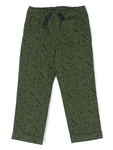 There Was One Kids - sketch-print cotton trousers - kids - Spandex/Elastane/Cotton - 8 yrs - Green