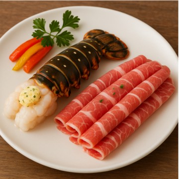 生龍蝦尾 & 牛小排火鍋片 組(含運)