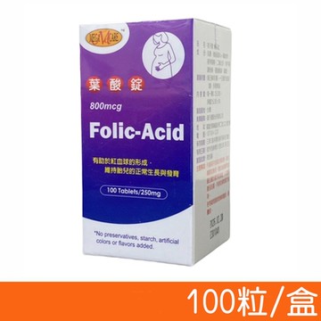 【美天健】葉酸錠 100錠/瓶