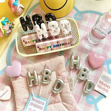現貨當天寄『韓風INS系列-HBD字母　造型蠟燭』慶生/生日派對/生日蛋糕裝飾/生日蠟燭