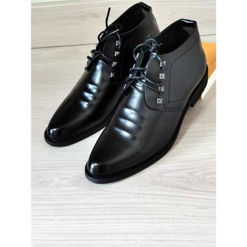 春秋尖頭馬丁靴男婚鞋黑色男靴子高幫男士商務正裝皮鞋男休閑潮鞋