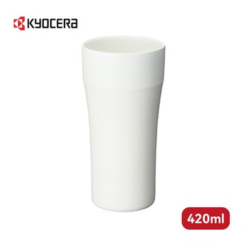 【Kyocera】日本品牌陶瓷塗層啤酒杯/保溫杯/保冷杯-420ml(白色)