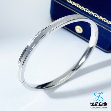 【世紀白金】Pt950鉑金(白金)進口刻花手鐲 內圈直徑58mm 橢圓設計 日式精緻刻花 隱藏安全扣頭好配戴