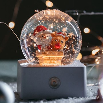 【臺灣-出貨】聖誕水晶球音樂盒八音盒自動飄雪雪花生日禮物送閨蜜女生兒童擺件 9H4Y