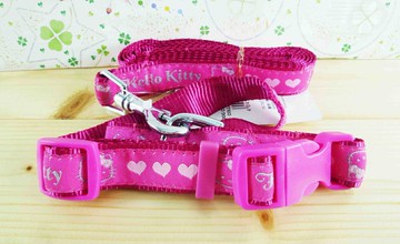 【震撼精品百貨】Hello Kitty 凱蒂貓 狗項圈-桃愛心(M) 震撼日式精品百貨