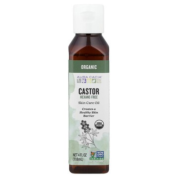 Aura Cacia, 護膚油，有機蓖麻，4 盎司（118 毫升）。