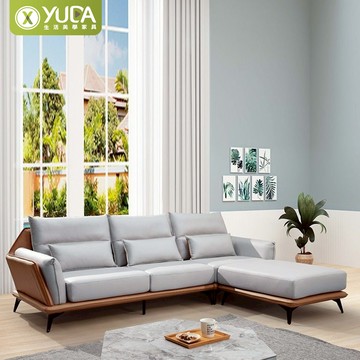 【YUDA】娜塔力L型科技布沙發 三人沙發實木骨架黑色金屬腳座(腳椅左右互換)(北部免運)H26Y A210-01