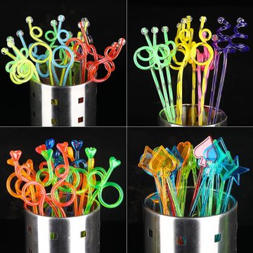 亞克力攪拌棒創意 彩色裝飾雞尾酒調酒棒 奶茶飲料沙冰勺子藝術棒