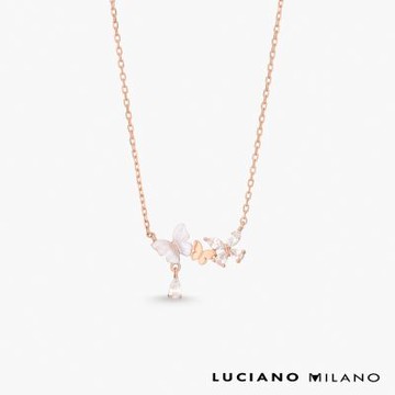 LUCIANO MILANO 晨光蝶影 純銀項鍊(玫瑰金色)