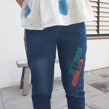 Ada Pants - 拼布手作風修身牛仔褲