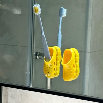 🔥隔日達出🔥超可愛仿真拖鞋牙刷收納架壁掛式免打孔筆夾浴室牙刷整理架高顏值