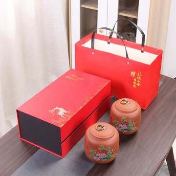 雙陶瓷茶葉罐包裝盒紫砂密封罐禮盒商務禮品紅茶普洱茶罐新中式
