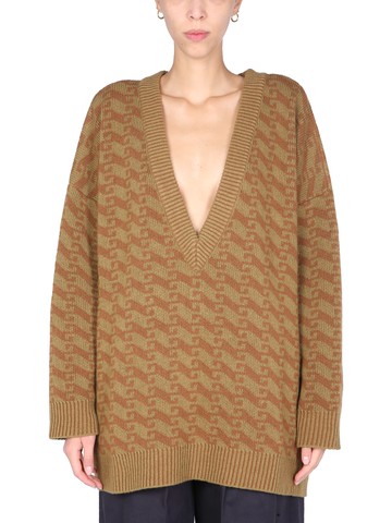 jejia v-neck jacquard sweater