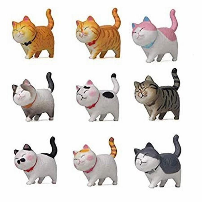 Halloluck 9個パック かわいいミニチュア猫フィギュア 動物猫キャラクター おもちゃ ミニフィギュアコレクション プレイセット ケーキトッパー 並行輸入品 通販 Lineポイント最大0 5 Get Lineショッピング