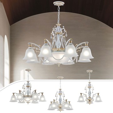 鋁合金烤白漆水晶造型吊燈 H04-48-3981、3982、3983、3984